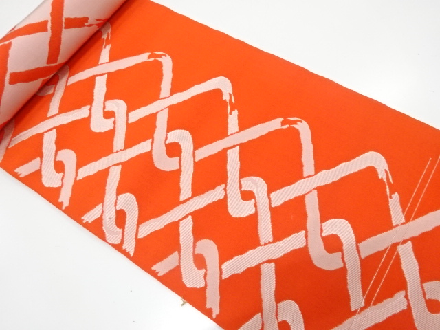 JAPANESE KIMONO / ANTIQUE BOLT FOR HASSUN OBI / WOVEN MESH PATTERN
